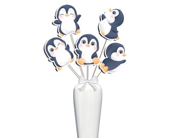 5 stuks Grote Penguin Winter 1e verjaardag Baby Shower Centerpieces | Penguins Baby Shower Tafeldecoraties Eerste verjaardag Feestartikelen