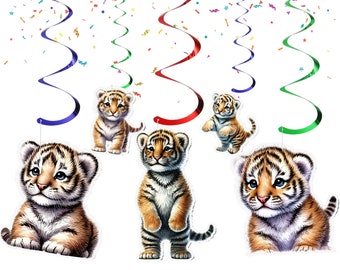 Adorable Tiger Cub Party Streamers - Set of 10 | Jungle Safari Themed Decorations for Kids Parties and Baby Showers