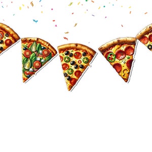 Delicious Pizza Slice Party Banner - Vibrant Pizza Garland for Food-Themed Events, Birthdays, and Celebrations