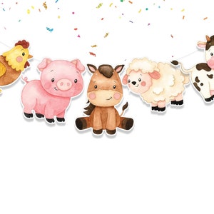 Farm Animals Birthday Banner Barnyard Animals Party Supplies Baby Shower | Birthday Decorations for Farm Animals