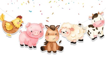 Farm Animals Birthday Banner Barnyard Animals Party Supplies Baby Shower | Birthday Decorations for Farm Animals