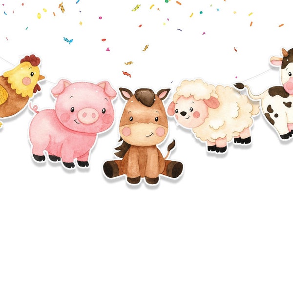Farm Animals Birthday Banner Barnyard Animals Party Supplies Baby Shower | Birthday Decorations for Farm Animals