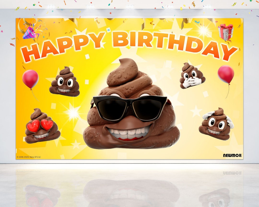 Happy Birthday NEWMOJI® Poop Party Backdrop 5x3 FT - Fun and Unique ...