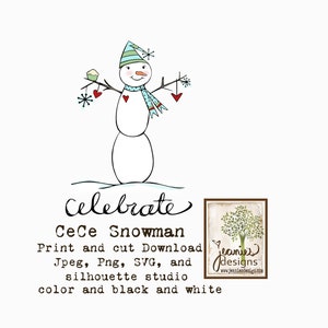 Snowman celebrates - print and cut - Jpeg-300 dpi, png, svg, dxf