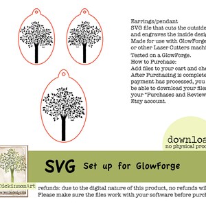 tree earring and pendant set - glowforge ready SVG for cutting and engraving