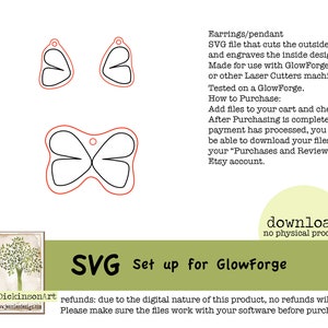 Wings earring and pendant set - glowforge ready SVG for cutting and engraving