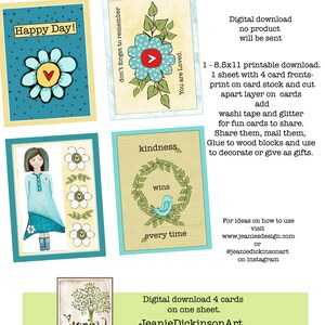 Kindness Card printable 300dpi Jpeg and PDf retro art download