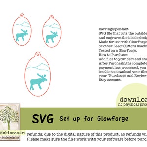 MOOSE earring and pendant set - glowforge ready SVG for cutting and engraving