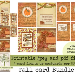 Fall Card Bundle - 300dpi jpeg et pdf téléchargement numérique