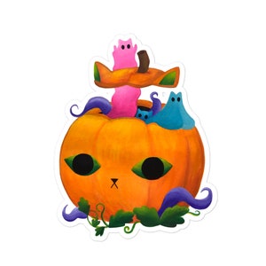 Pumpkin Ghost Kitty Sticker