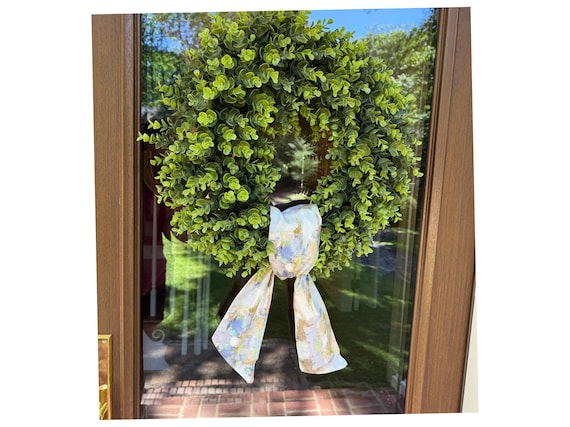 Laura Park Sea Glass Fabric Wreath Sash: Preppy Southern Decor