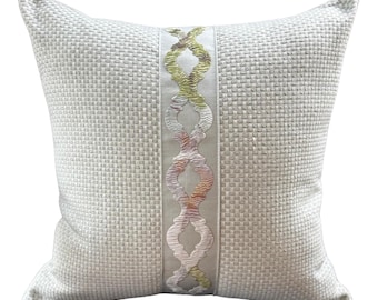 Woven Performance Fabric Pillow Cover with Samuel and Sons "Virtuoso" tape