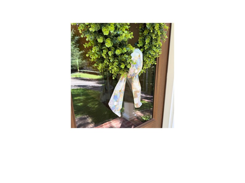 Laura Park Sea Glass Fabric Wreath Sash: Preppy Southern Decor image 5