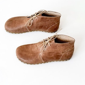 Geaarde dameslaars, Earthing Vision-laars, mocassinlaarzen dames, blootsvoetslaarzen dames, blote voeten enkellaars, koperen klinknagel