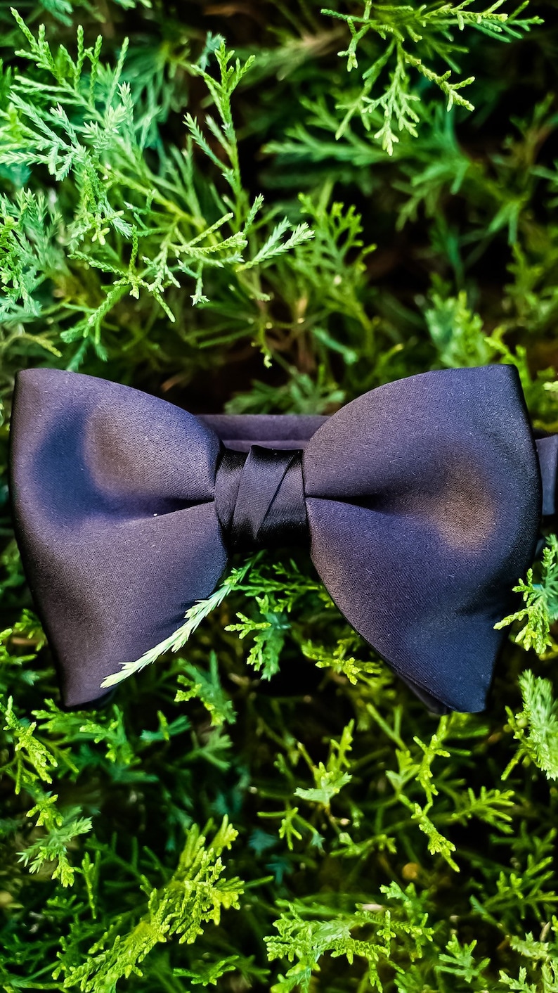 Silk Satin Butterfly Tom Ford Style Bow Tie / Handcrafted Pre-Tied Bow Tie. Perfect Grooms Bow Tie / Wedding Bow Tie /Prom Bow Tie image 5