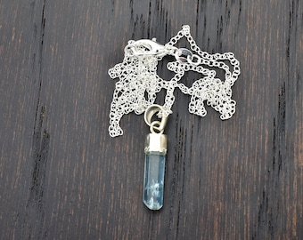 Natural Raw Aquamarine Necklace , Aquamarine necklace Sterling Silver,  Raw Aquamarine Pendant, Gift for Her