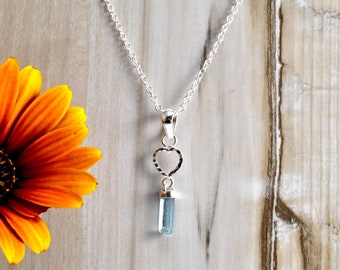 Transparency Aquamarine Necklace Raw  , Gifts For Her , Aquamarine Necklace for Woman, Aquamarine necklace Sterling Silver