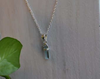 Cute Rare Aquamarine Necklace - Aquamarine Pendant - Raw Aquamarine Natural- Crystal Necklace