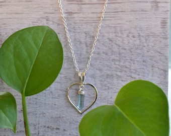 Aquamarine Necklace Sterling Silver ,aquamarine pendant  , March Birthstone , Throat Chakra, Aquamarine Necklace for Woman