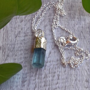 Raw Aquamarijn Ketting - Raw Aquamarijn Hanger - Raw Aquamarijn Naturel