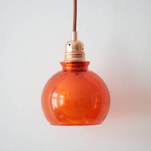 Red Small Wall Lamp*MCM Hanging Light* Mini Vintage Fixture*Retro Glass*Brass*Rose Gold*Red Light*Yugochic*Wooden hanger