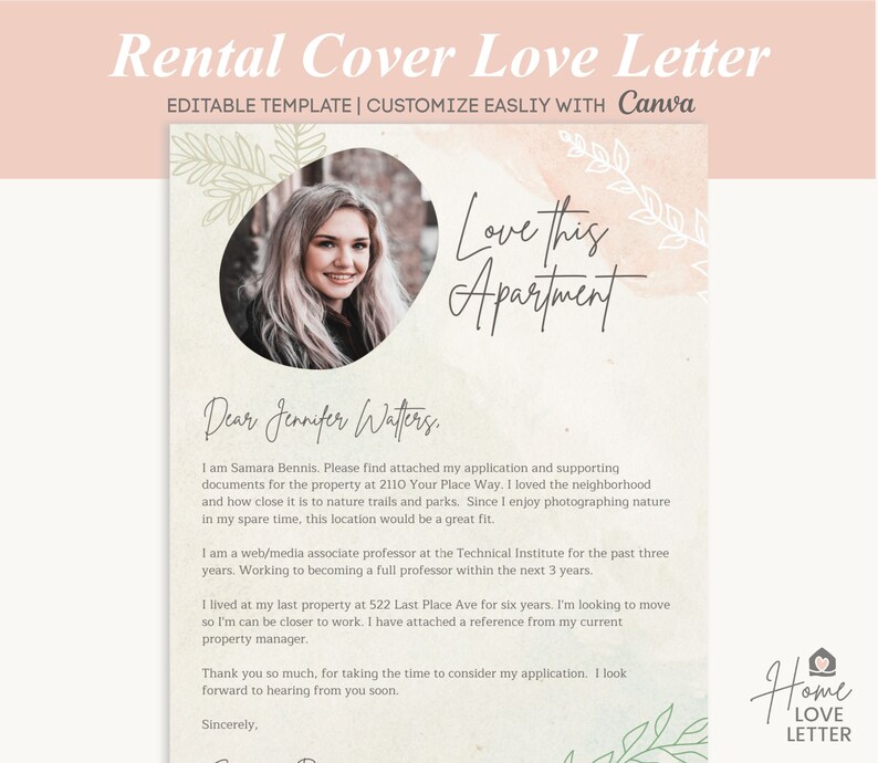 Rustic Rental Cover Letter Template Cute Bohemian Dear Etsy