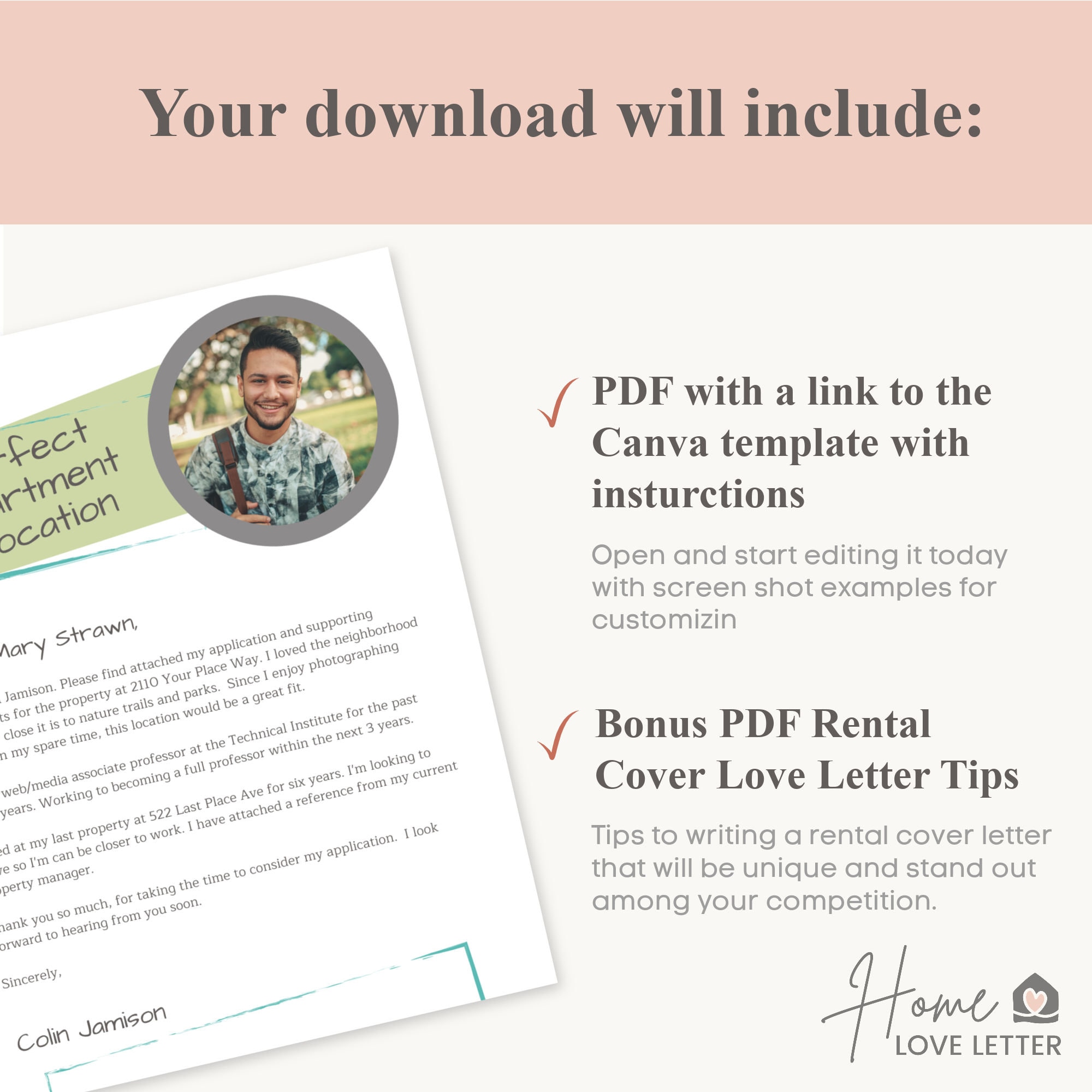 Rental Cover Letter Template Dear Property Manager Letter Etsy Australia