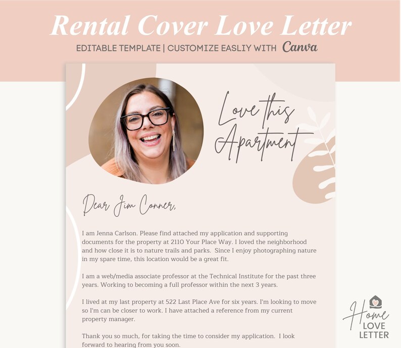 Boho Rental Cover Letter Template Cute Bohemian Dear Landlord Etsy 