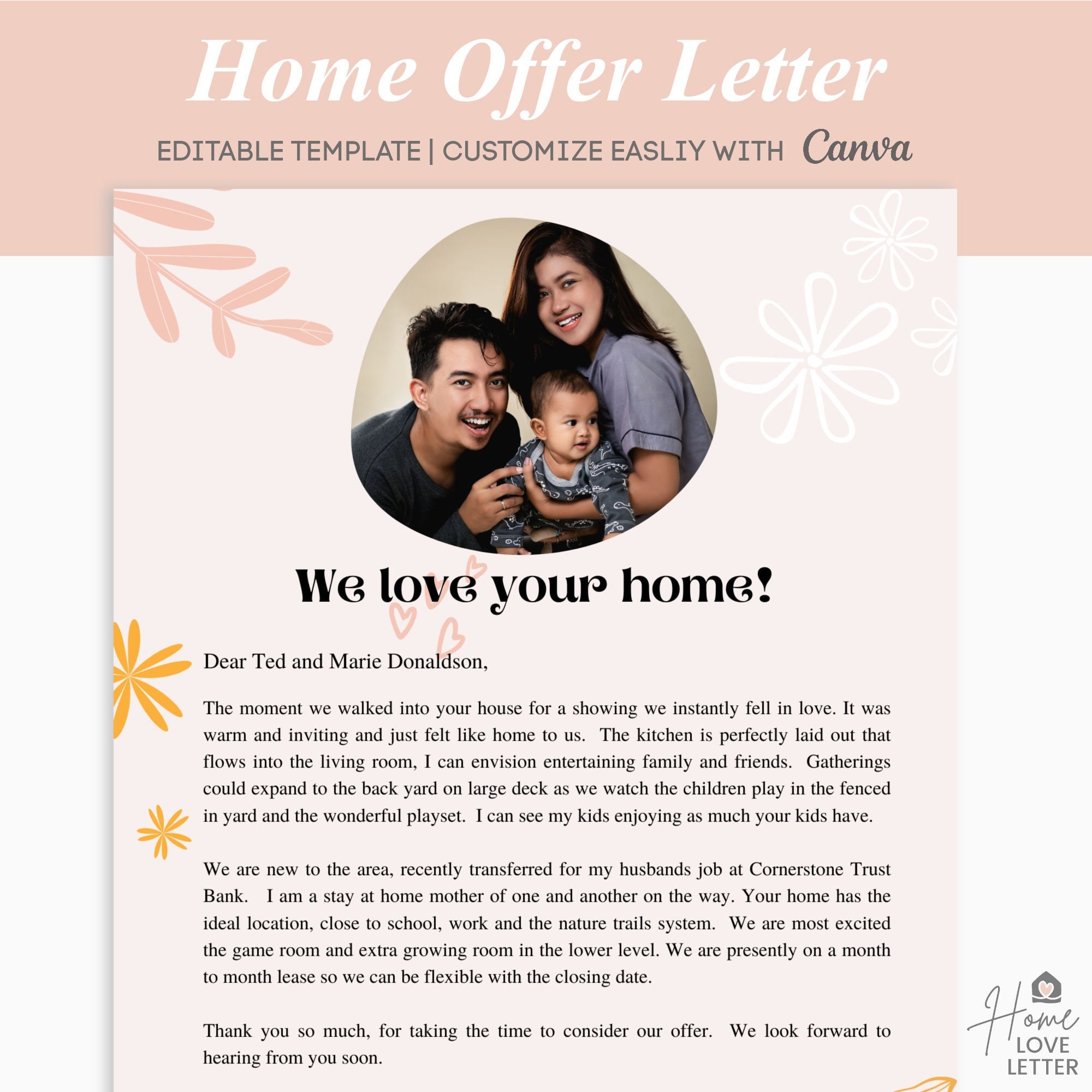 EDITABLE Home Offer Letter Template Customizable Cover Letter For House editable-home-offer-letter-template-customizable-cover-letter-for-house