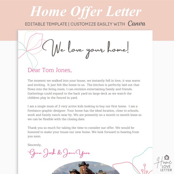 Letter to Seller Home Offer Letter House Purchase Letter Etsy Canada