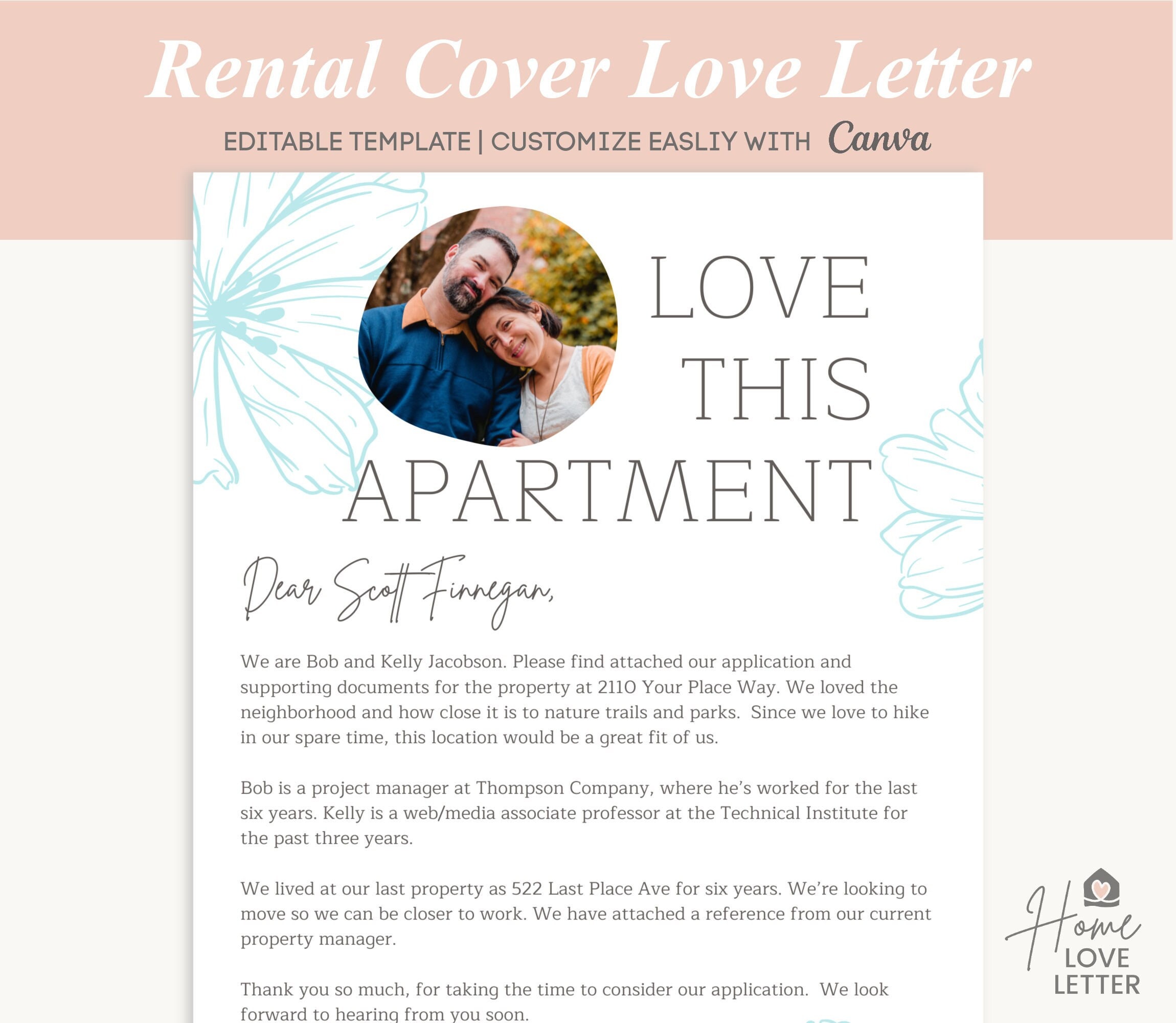 Rental Cover Letter Template Cute Bohemian Dear Property Etsy M xico