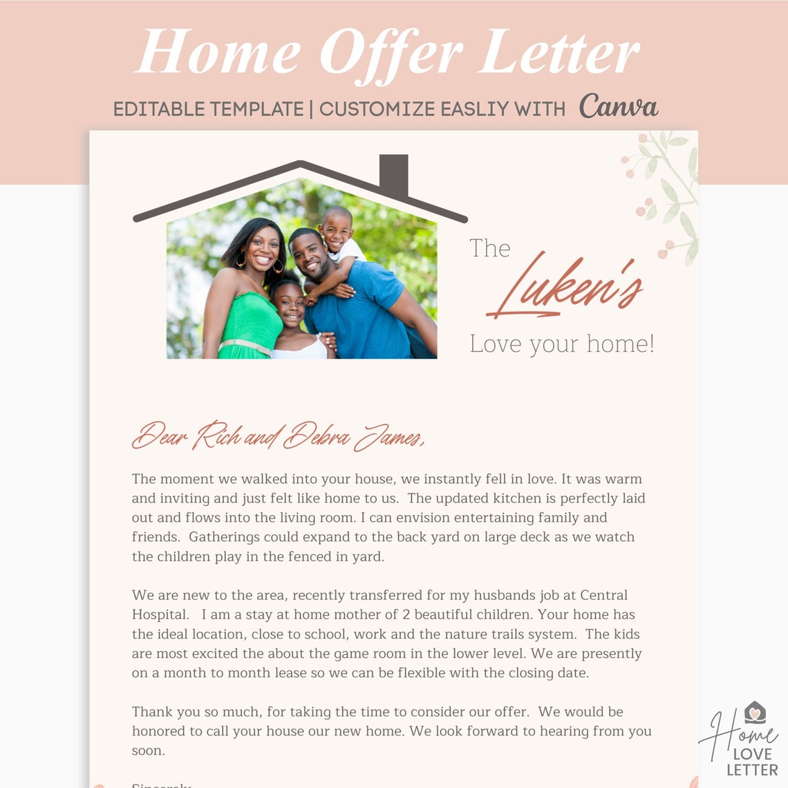 Home Buyer Letter Dear Seller Love Letter Letter To Seller Etsy