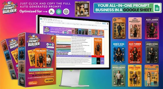 AI Character Prompt Builder | Create Sellable Prompts for ChatGPT & Midjourney | Editable Prompt Generator Tool | Digital Download