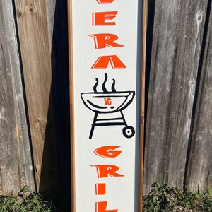 Vera Grill, promote your business, advertisement, hand made, custom signs, personalized, hand painted, wood signs, restaurant signage.