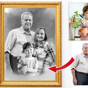 Free Preview - Add Deceased Loved One to Pho - Family Portrait From Different Photos - Gift for Dad Mom Add Someone - Father's Day - Combine