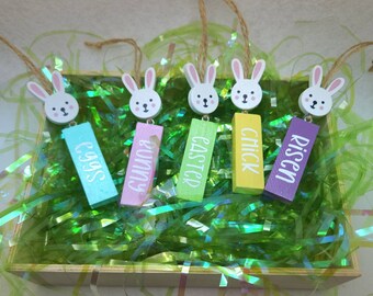Easter Ornaments, Easter Word Ornaments, 5 Piece Set, Holiday Tree, Easter Tree, Easter Decor, Easter Word Decor