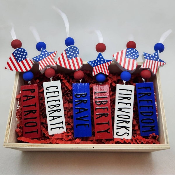 Red White and Blue Christmas Tree Ornaments Etsy