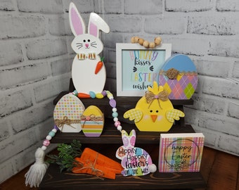 Easter Tiered Tray Set, Easter Decorative Tray, Easter Decor, Easter Chick Decor, Easter Bunny Decor, Easter Signs, Easter Decor