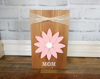 Letrero de flores 3D personalizado, letrero de flores para el Día de la Madre, letrero con nombre de flor, regalo para el Día de la Madre, letrero con nombre, flor de madera, letrero de flores de granja
