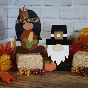 Thanksgiving Pilgrim/Indian Gnome Decor, Thanksgiving Gnome, Thanksgiving Decor, Tiered Tray Decor, Pilgrim Decor,Indian Decor, Shelf Sitter