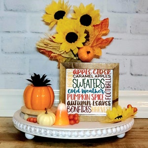 Fall Word Art Sign, Fall Collage Sign, 6x6, Fall Subway Art, Autumn Sign, Fall Tiered Tray, Autumn Shelf Sitter, Fall Decor