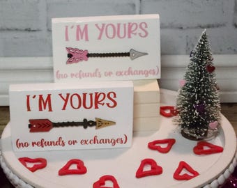 Letrero de San Valentín, Letrero "Soy tuyo", Decoración de bandeja escalonada, Estantes para colocar, Bandeja escalonada de San Valentín, Decoración de San Valentín, Regalo de pareja, Regalo de aniversario