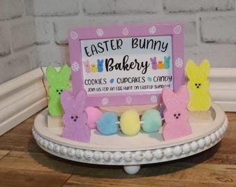 Panadería de conejito de Pascua, Decoración de Pascua, Bandeja escalonada de Pascua, Letrero de panadería de conejito, Letrero de panadería de conejito de Pascua, Decoración de panadería, Letrero de panadería de conejito