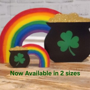 Pot of Gold With Rainbow, St Patrick's Day Decor, Pot of Gold Decor, Rainbow Decor,  Shelf Sitter, Saint Patricks Day Pot, 2 Sizes Available