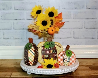 Calabazas de Acción de Gracias, Calabazas de Madera, Juego de 3 piezas, Decoración de Calabazas de Otoño, Decoración de Otoño, Decoración de Calabazas, Decoración de Acción de Gracias, Decoración de Otoño de Granja