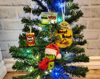 Grinch Food Ornaments, Whoville Food Ornaments, Grinch Ornaments, Christmas Ornaments, Who Hash, Roast Beast, Who Pudding, Food Ornaments