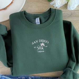 San Diego California Embroidered Sweatshirt, San Diego Coronado Crewneck, Trendy Embroidered California San Diego Crewneck, State Sweatshirt