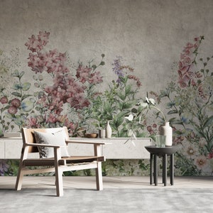 Carta da parati floreale con stampa artistica asiatica, rimovibile, stacca e attacca, decorazione murale rustica per la casa, senza PVC, carta da parati in tessuto non tessuto, decorazione murale
