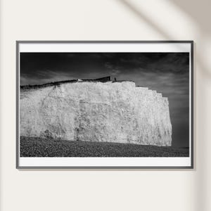 Limited Edition Black and White Landscape Print – Dramatic Chalk Cliffs, Fine Art Giclée Photography, Nature Wall Art