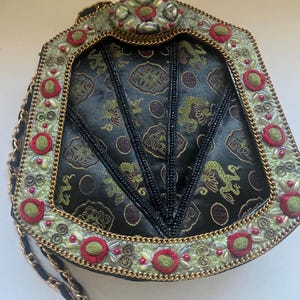Mary Frances Vintage Beaded, Embroidered Brocade Dragon Asian-Inspired Purse Handbag